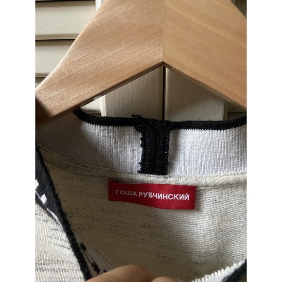 SS16 Gosha Rubchinskiy Mock Neck Collar Logo Heather Grey LS Sweatshirt Size L - Picture 6 of 9
